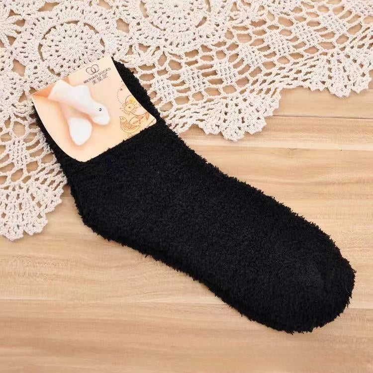 Solid Coral Fleece Socks