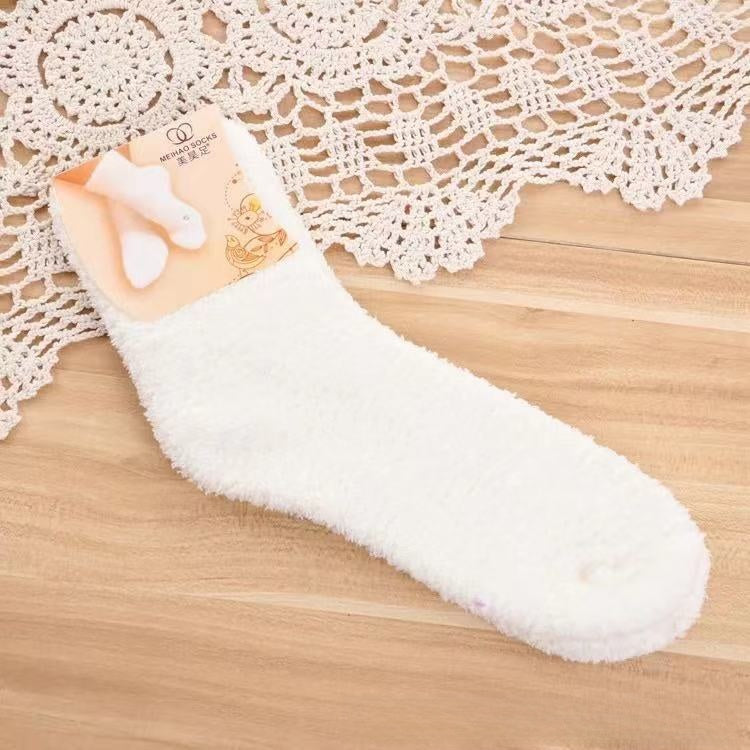 Solid Coral Fleece Socks