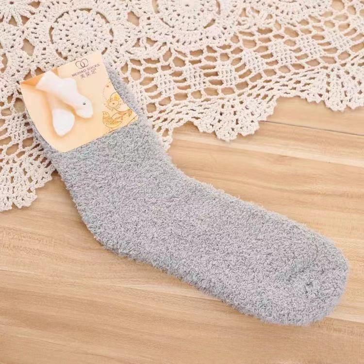 Solid Coral Fleece Socks