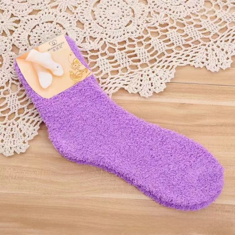 Solid Coral Fleece Socks