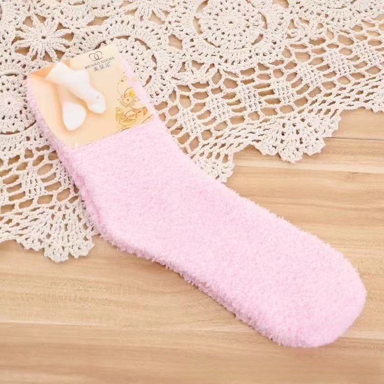 Solid Coral Fleece Socks