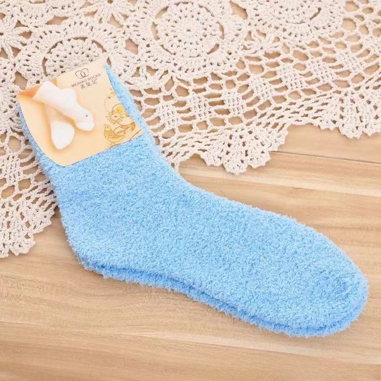 Solid Coral Fleece Socks