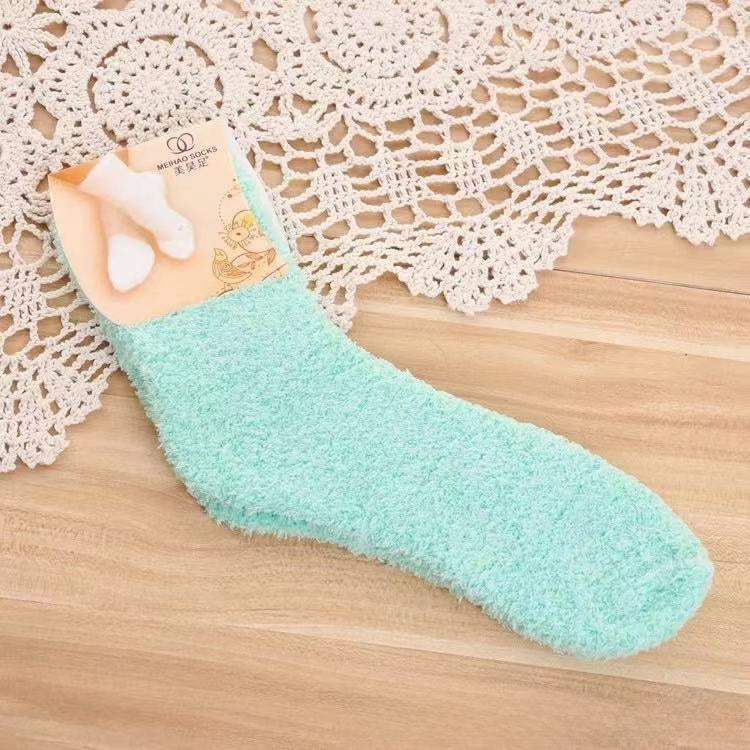 Solid Coral Fleece Socks