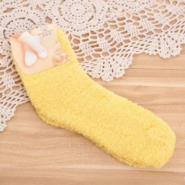 Solid Coral Fleece Socks
