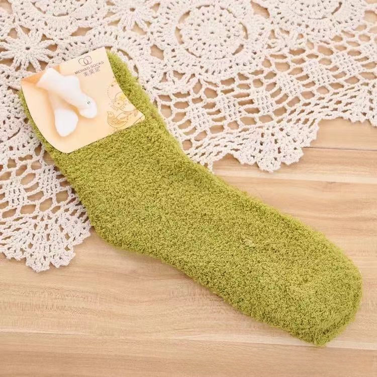 Solid Coral Fleece Socks