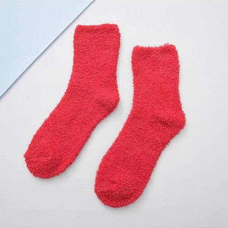 Solid Coral Fleece Socks