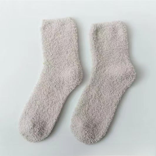 Solid Coral Fleece Socks