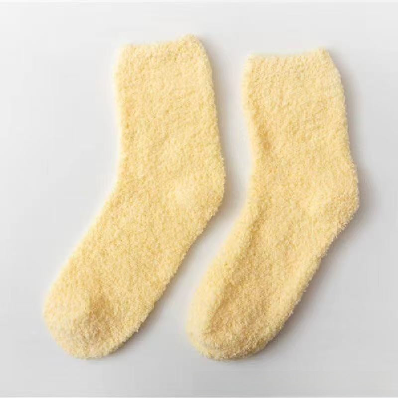 Solid Coral Fleece Socks