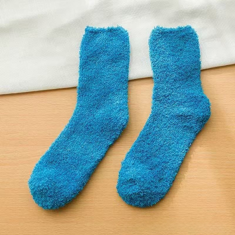 Solid Coral Fleece Socks