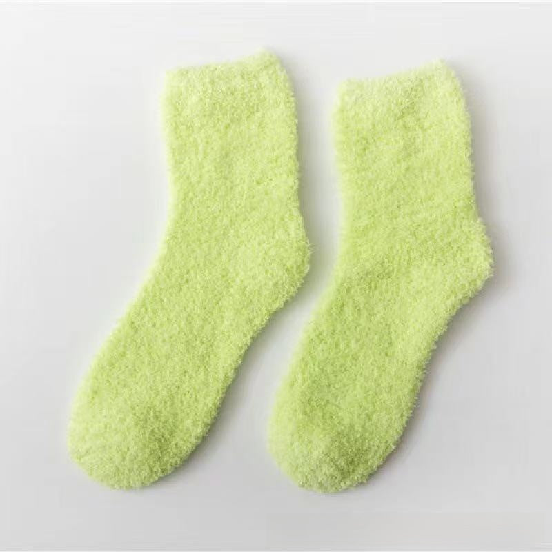 Solid Coral Fleece Socks