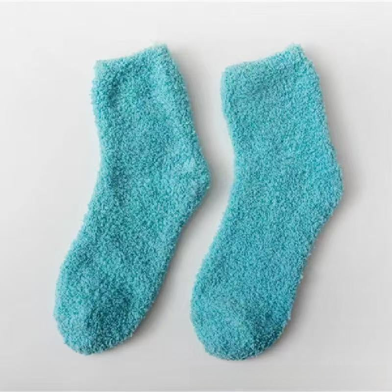 Solid Coral Fleece Socks