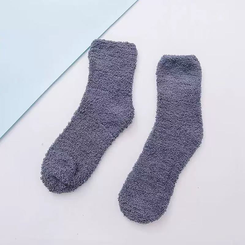 Solid Coral Fleece Socks